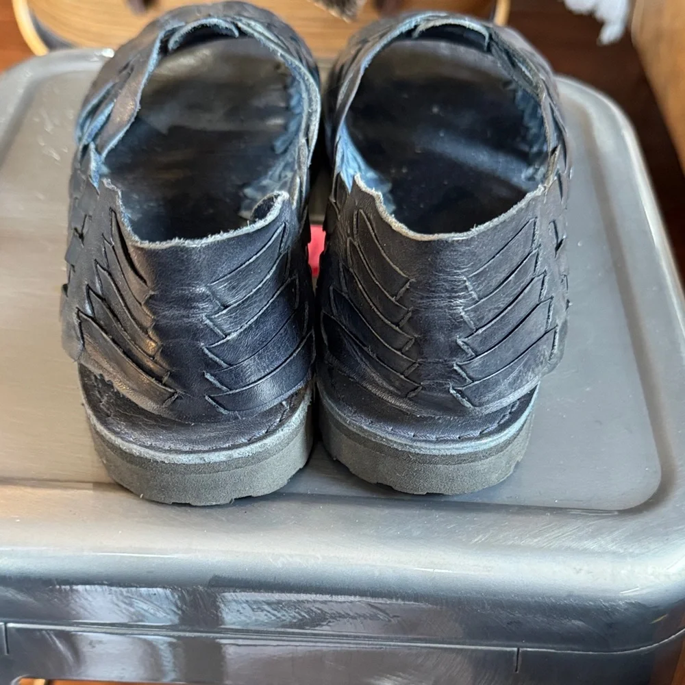 Brand X  Black Leather Huaraches  Sandals - Picture 4 of 9